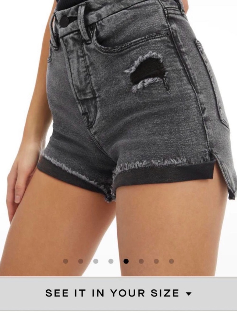 Good American High-Rise Distressed good curve Denim Shorts - Charcoal Gray